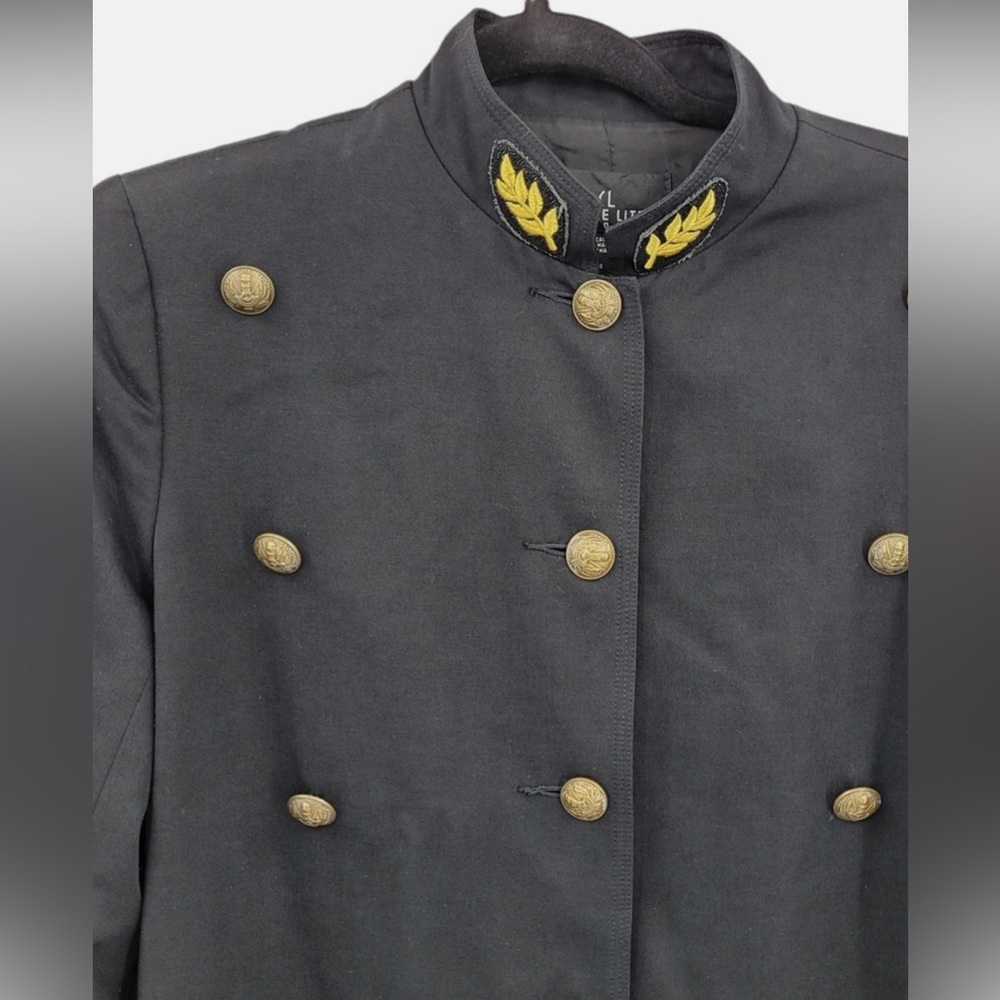 Carole Little Elegant Black Pea Coat with Gold Buttons